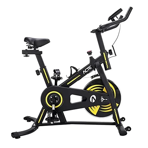 Acte, Bike Spinning 4.0 E32 Estrutura em Aço, Compacta para Uso Doméstico, Preto e Amarelo