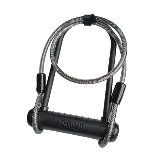 Cadeado Onguard Neon 8154 U-Lock Preto com Cabo para Bicicleta e Moto
