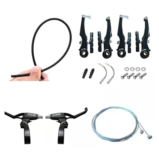 Kit Completo de Freio V-Brake para Bicicleta com Manetes, Cabos e Conduítes