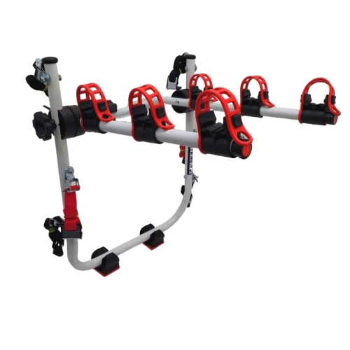Transbike POP Branco com Tira Vermelha para 3 Bicicletas - Compatível com Sedan e Hatch