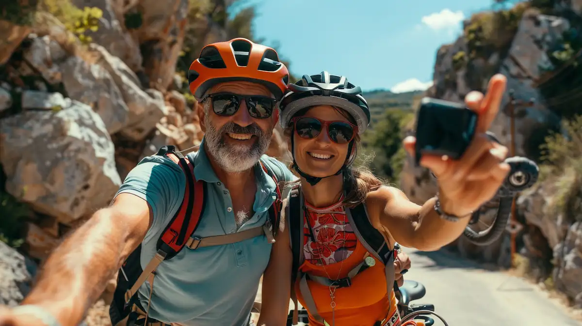 Bicicleta para ciclismo feminina em diferentes terrenos