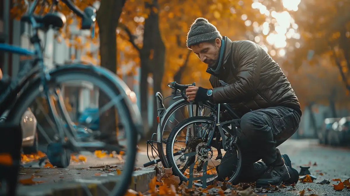 bicicleta dobrável portátil na cidade