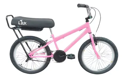 Bicicleta Aro 20 Montadinha, Cor Rosa, Lbk C/ Banco Xr Guidão de Moto